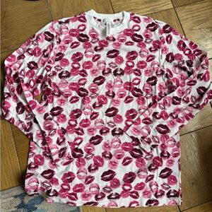 SKIMS Long-Sleeve T-Shirt in Pink Allover Lipstick
